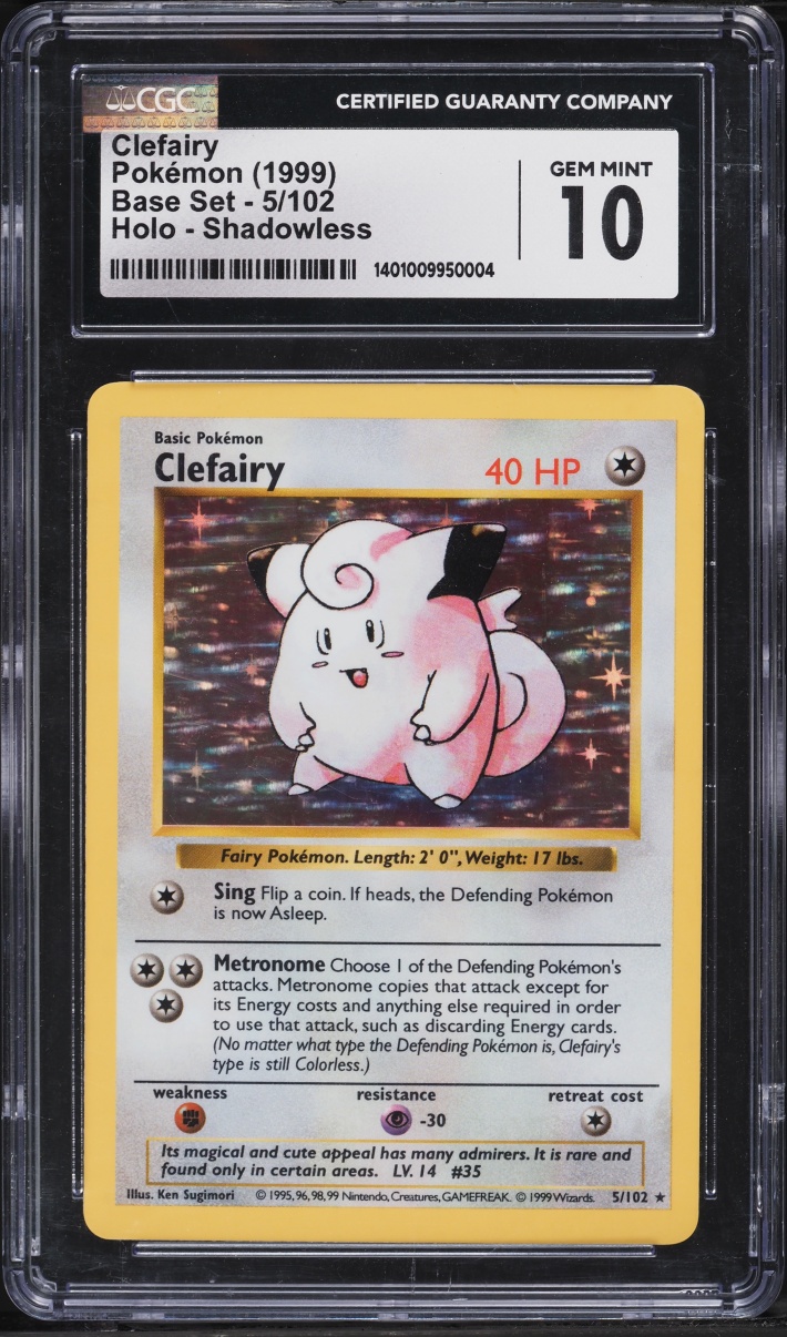 1999 Pokemon Base Set Shadowless Holo Clefairy #5 CGC 10 GEM MINT