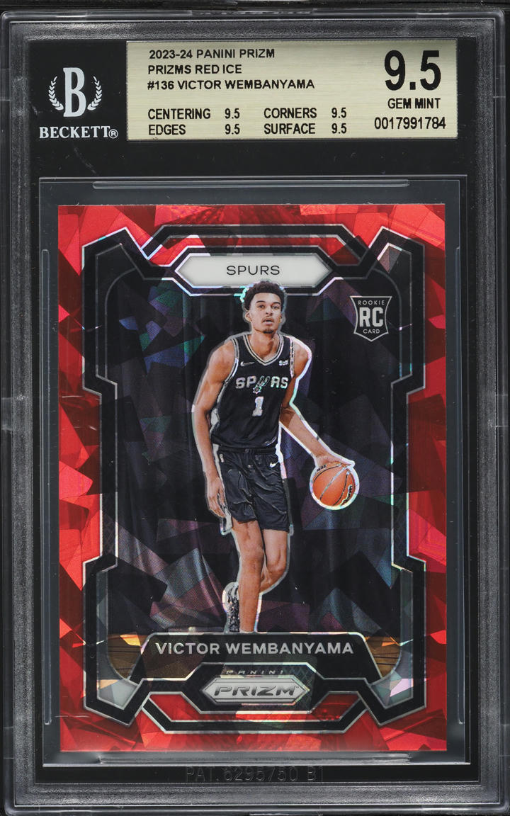 2023 Panini Prizm Red Ice Victor Wembanyama ROOKIE #136 BGS 9.5 GEM MINT