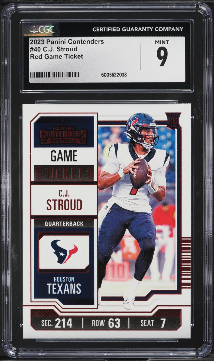 2023 Panini Contenders Red Game Ticket C.J. Stroud ROOKIE #40 CGC 9 MINT