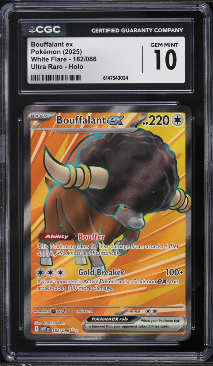 2025 Pokemon Scarlet & Violet White Flare Full Art Bouffalant Ex #162 CGC 10 GEM MINT