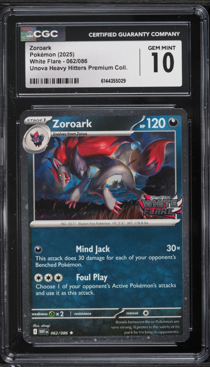 2025 Pokemon SV White Flare Unova Heavy Hitters Premium Zoroark #62 CGC 10 GEM MINT
