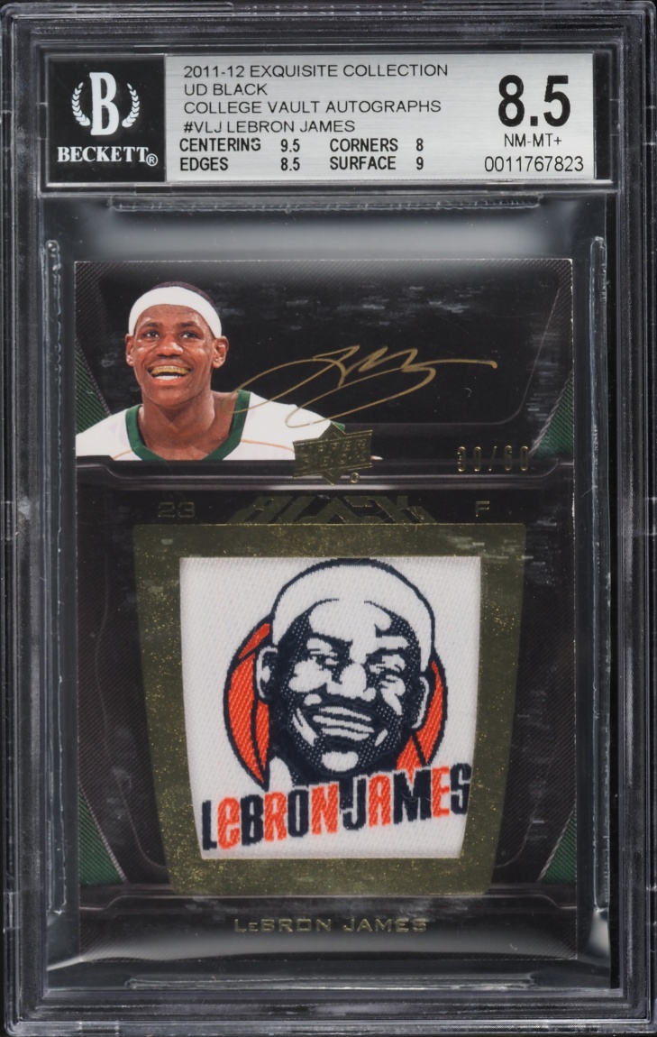 2011 Exquisite Collection UD Black College Vault LeBron James PATCH AUTO /60 BGS 8.5 NM-MT+