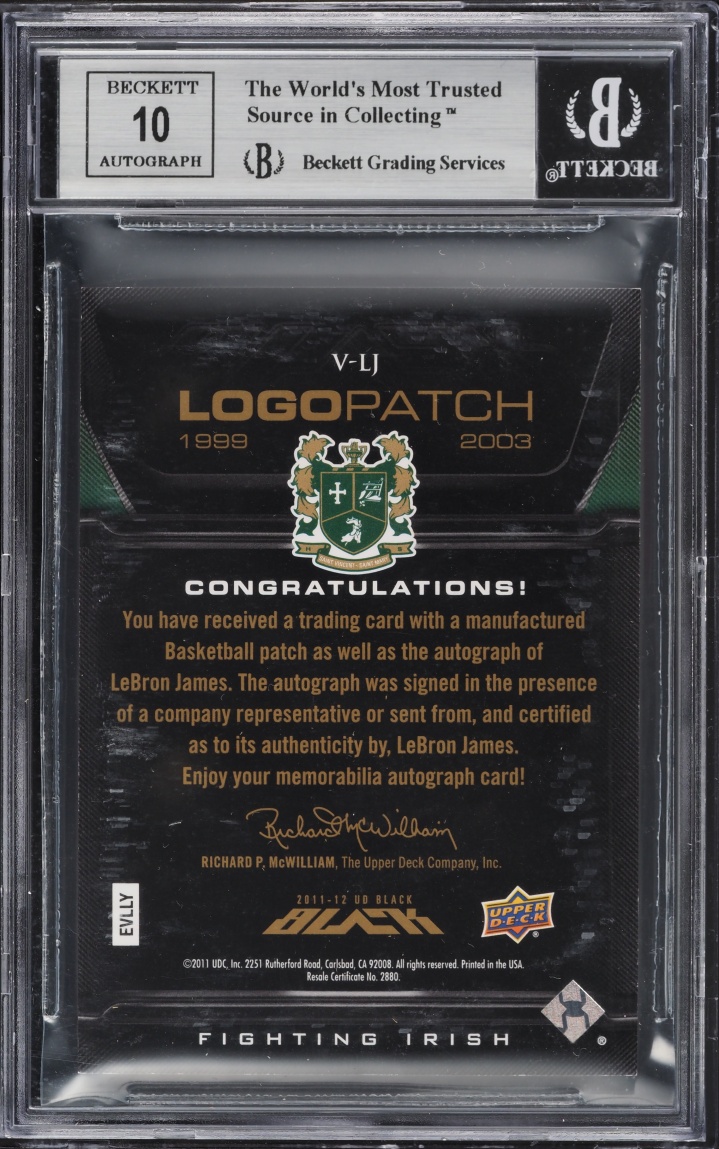 2011 Exquisite Collection UD Black College Vault LeBron James PATCH AUTO /60 BGS 8.5 NM-MT+