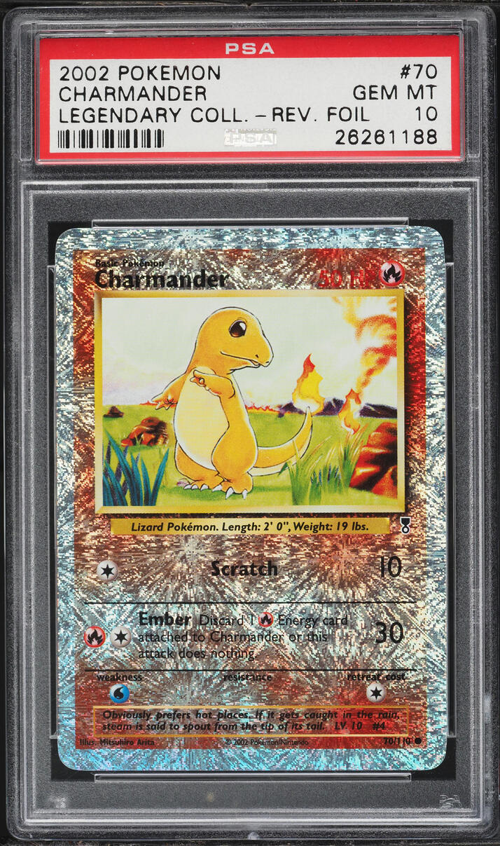 2002 Pokemon Legendary Collection Reverse Holo Charmander #70 PSA 10 GEM MINT