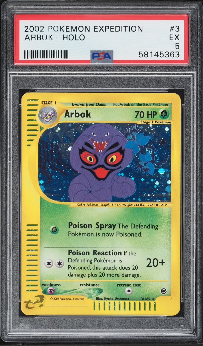 2002 Pokemon Expedition Holo Arbok #3 PSA 5 EX