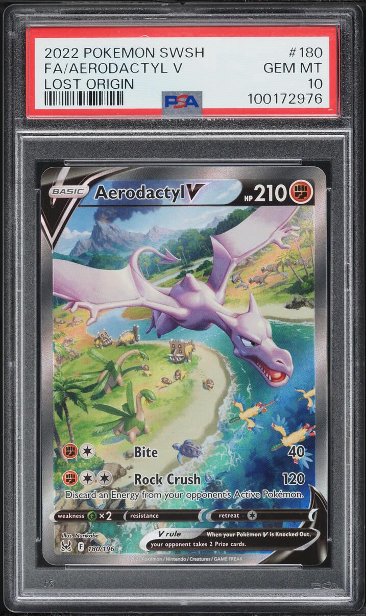 2022 Pokemon Sword & Shield Lost Origin Alt Art Aerodactyl V #180 PSA 10 GEM MINT