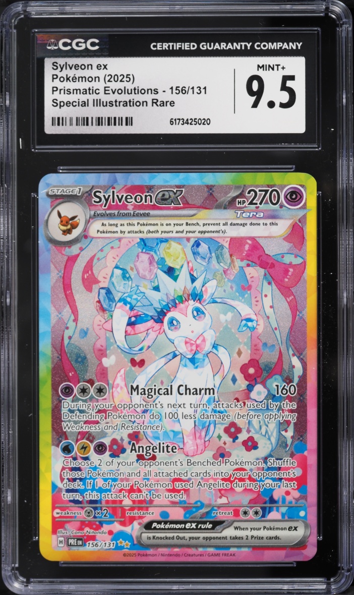 2025 Pokemon Scarlet & Violet Prismatic Evolutions SIR Sylveon ex #156 CGC 9.5 MINT+