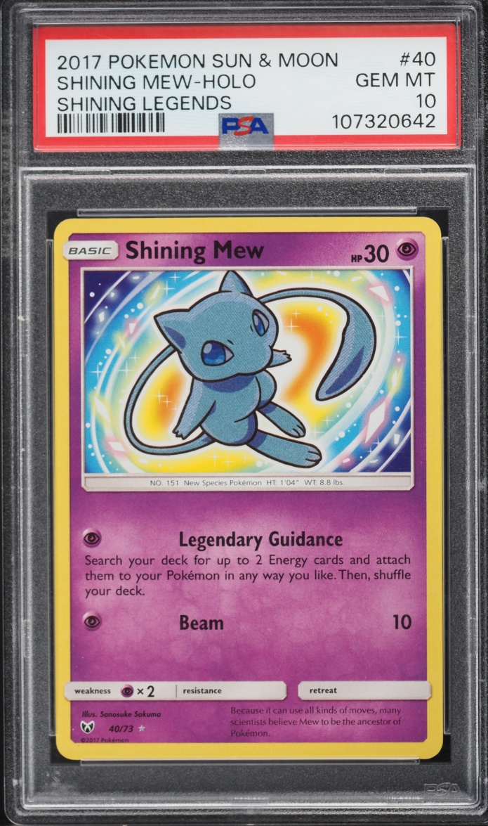 2017 Pokemon Sun & Moon Shining Legends Holo Shining Mew #40 PSA 10 GEM MINT