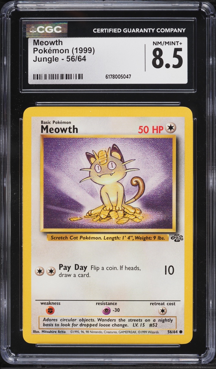 1999 Pokemon Jungle Meowth #56 CGC 8.5 NM-MT+