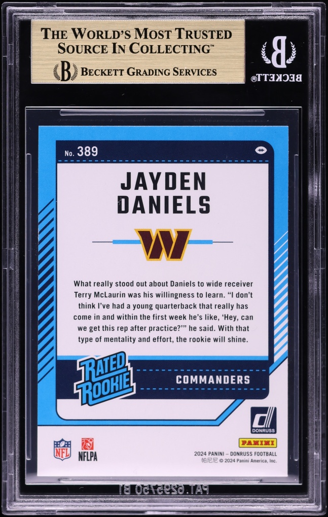 2024 Donruss Football Jayden Daniels ROOKIE #389 BGS 9.5 GEM MINT