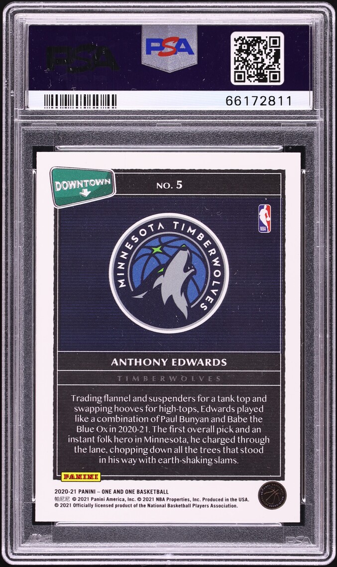 2020 Panini One And One Downtown Anthony Edwards ROOKIE #5 PSA 10 GEM MINT