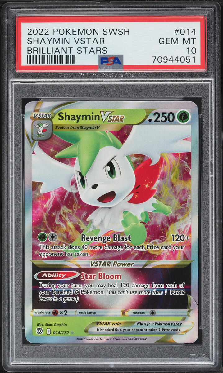 2022 Pokemon Sword & Shield Brilliant Stars Holo Shaymin VSTAR #14 PSA 10 GEM MINT