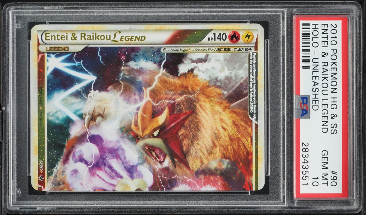 2010 Pokemon Heartgold & Soulsilver Unleashed Holo Entei & Raikou Legend PSA 10