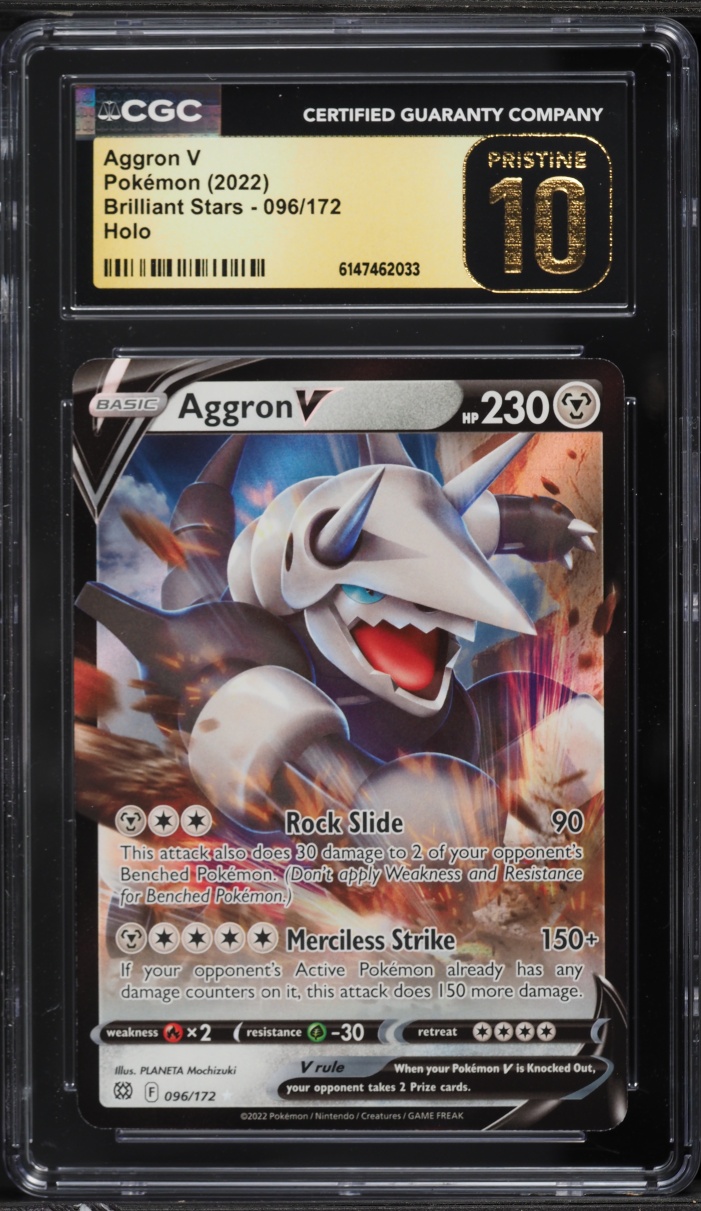 2022 Pokemon Sword & Shield Brilliant Stars Aggron V #96 CGC 10 PRISTINE
