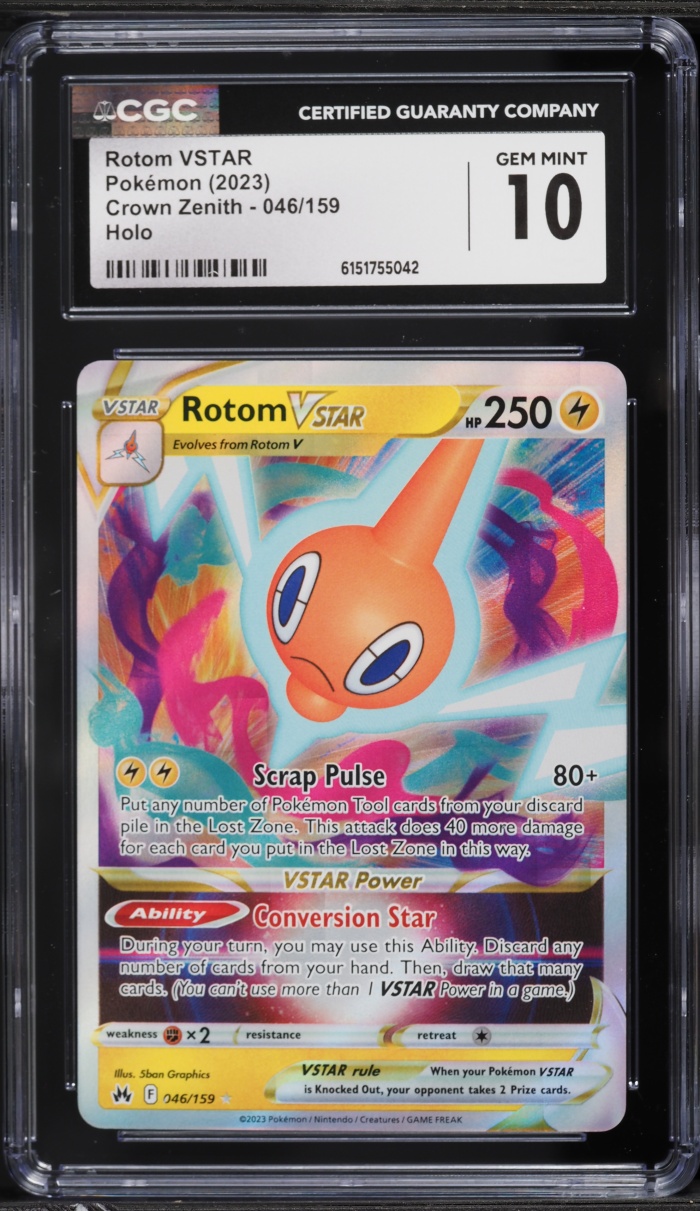 2023 Pokemon Sword & Shield Crown Zenith Holo Rotom VSTAR #46 CGC 10 GEM MINT