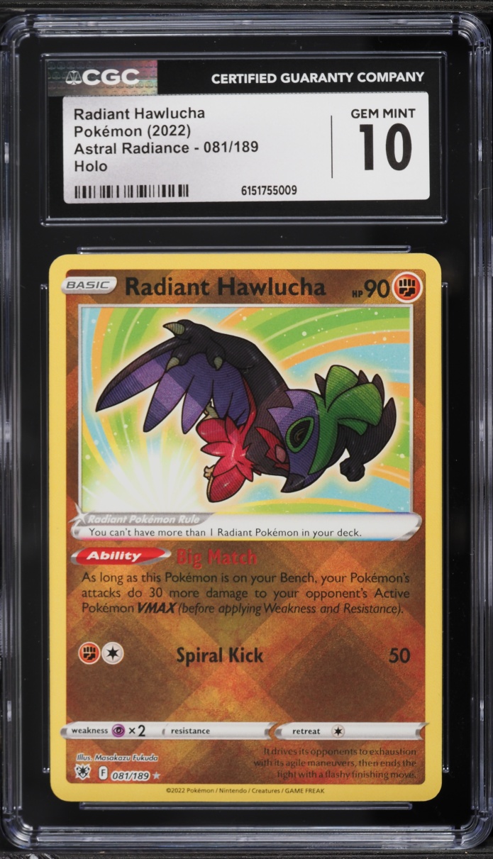 2022 Pokemon Sword & Shield Astral Radiance Radiant Hawlucha #81 CGC 10 GEM MINT