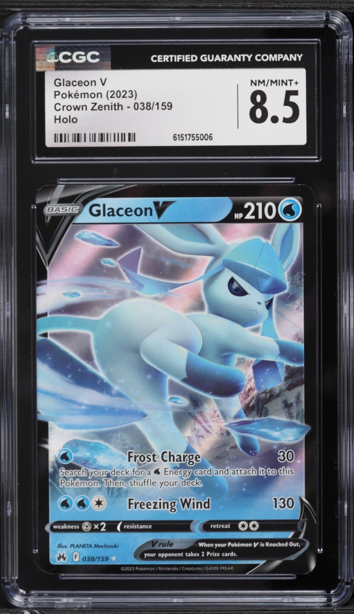 2023 Pokemon Sword & Shield Crown Zenith Glaceon V #38 CGC 8.5 NM-MT+