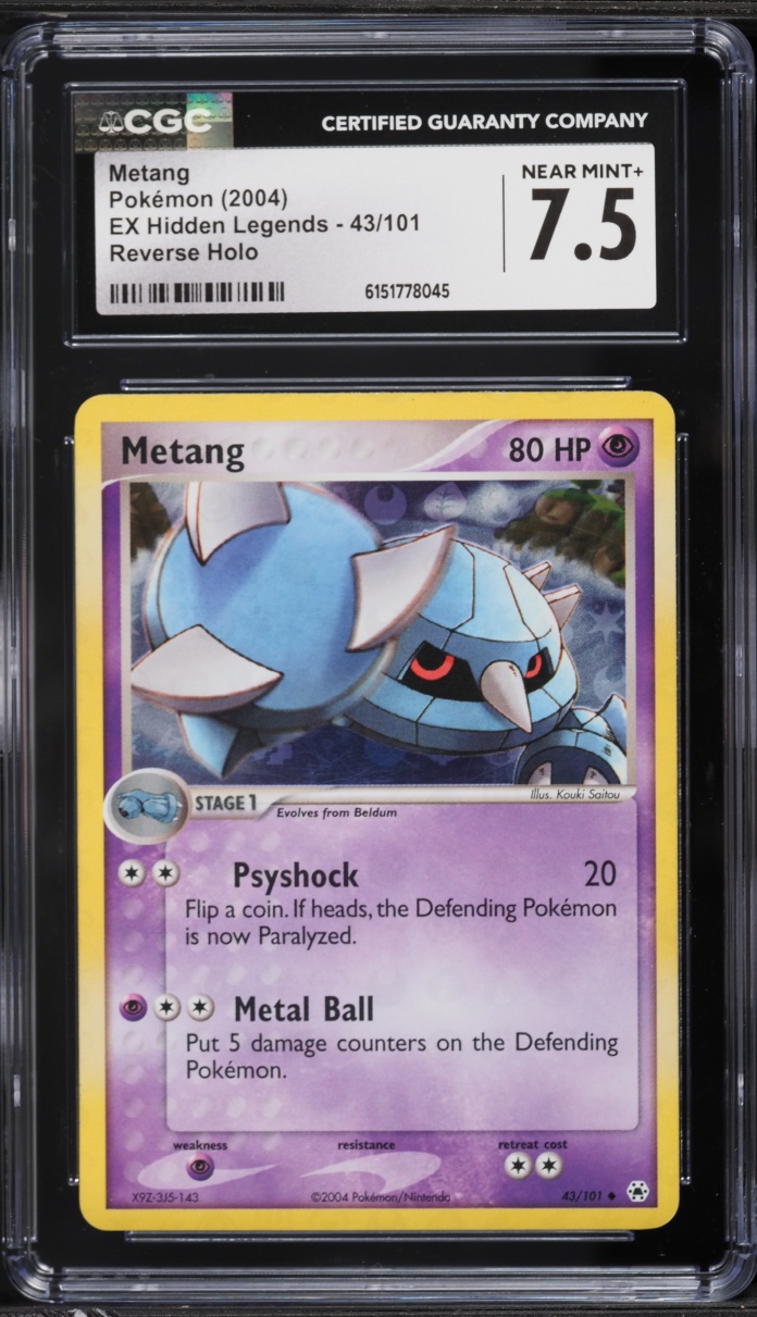 2004 Pokemon EX Hidden Legends Reverse Holo Metang #43 CGC 7.5 NRMT+
