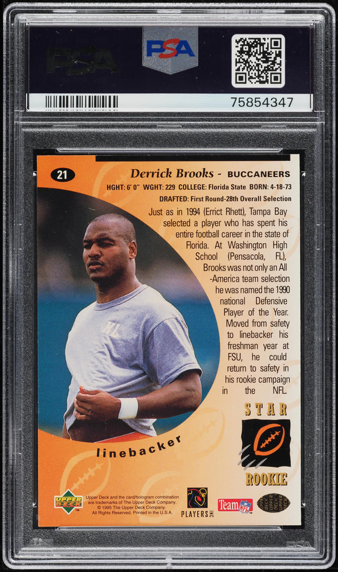 1995 Upper Deck Electric Gold Derrick Brooks ROOKIE #21 PSA 10 GEM MINT