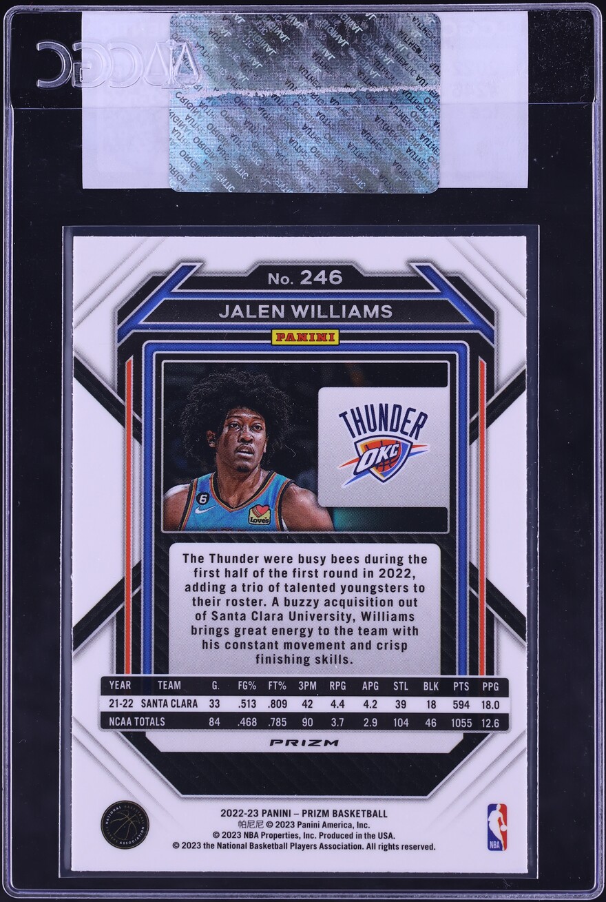2022 Panini Prizm Ice Jalen Williams ROOKIE #246 CGC AUTH