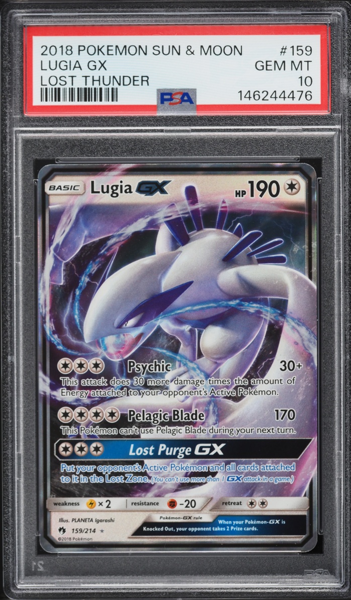 2018 Pokemon Sun & Moon Lost Thunder Lugia GX #159 PSA 10 GEM MINT