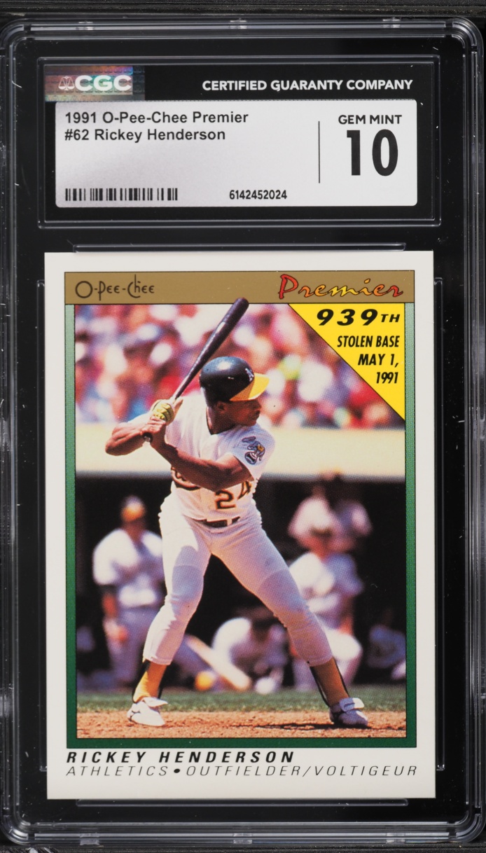 1991 O-Pee-Chee Premier Rickey Henderson #62 CGC 10 GEM MINT