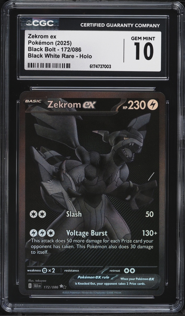 2025 Pokemon Scarlet & Violet Black Bolt BWR Zekrom ex #172 CGC 10 GEM MINT