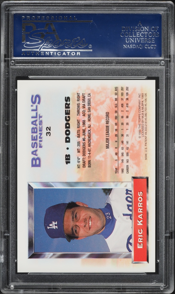 1993 Finest Refractor Eric Karros #32 PSA 9 MINT