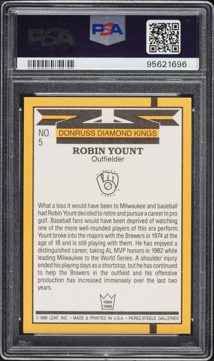 1989 Donruss Diamond Kings Robin Yount #5 PSA 10 GEM MINT