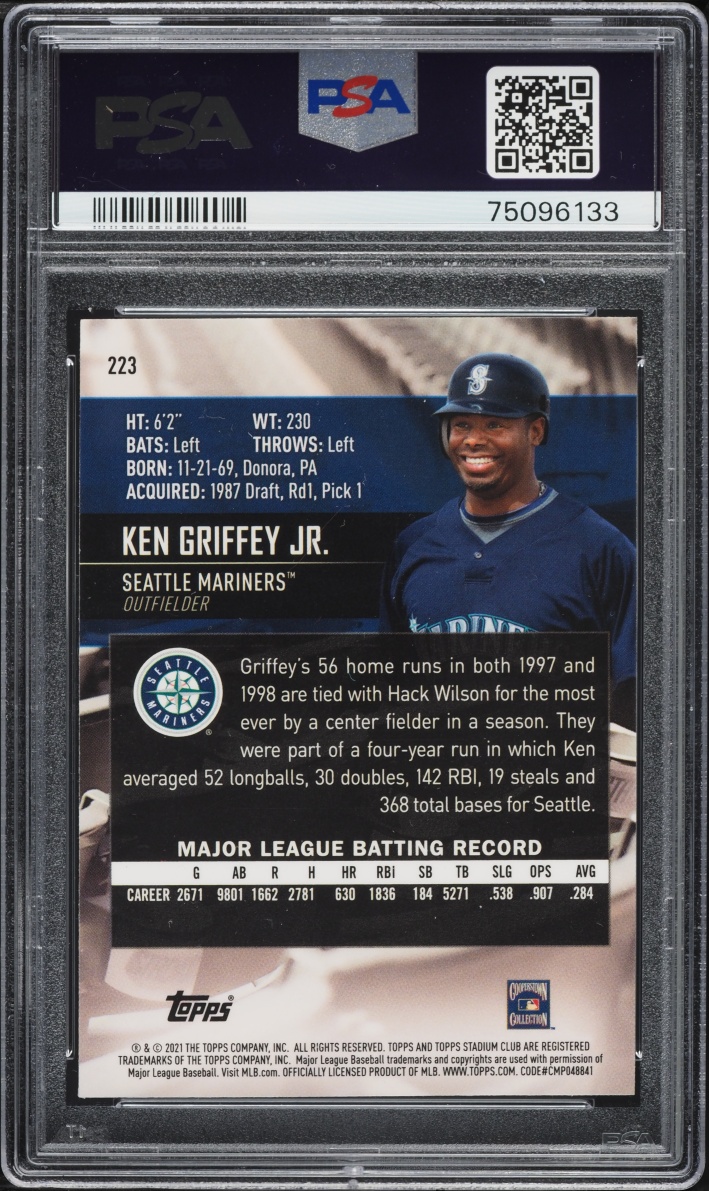 2021 Stadium Club Chrome '91 Ken Griffey Jr. #223 PSA 10 GEM MINT