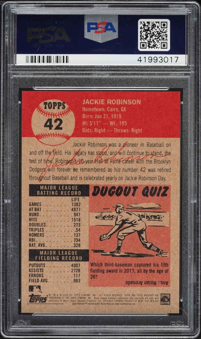 2018 Topps Living Jackie Robinson #42 PSA 10 GEM MINT