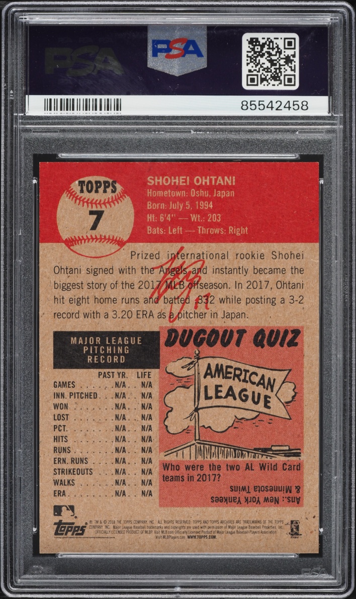 2018 Topps Living Shohei Ohtani ROOKIE #7 PSA 10 GEM MINT