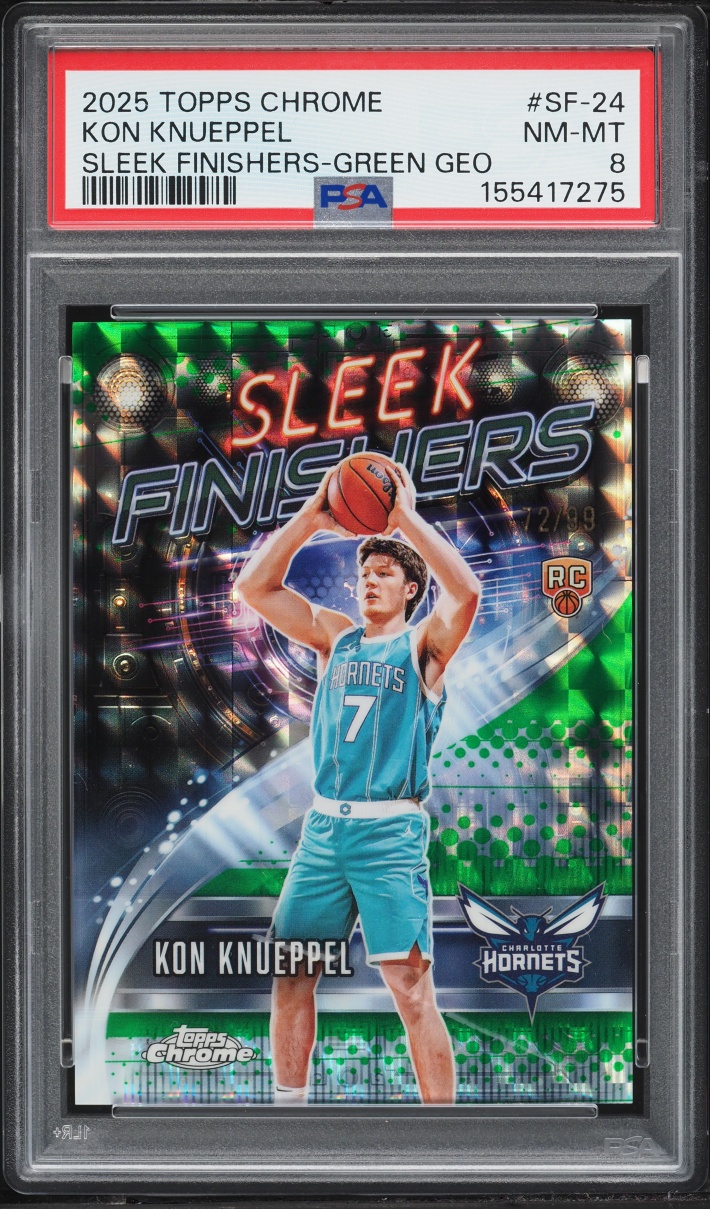 2025 Topps Chrome Sleek Finishers Green Geometric Kon Knueppel ROOKIE /99 #SF-24 PSA 8 NM-MT
