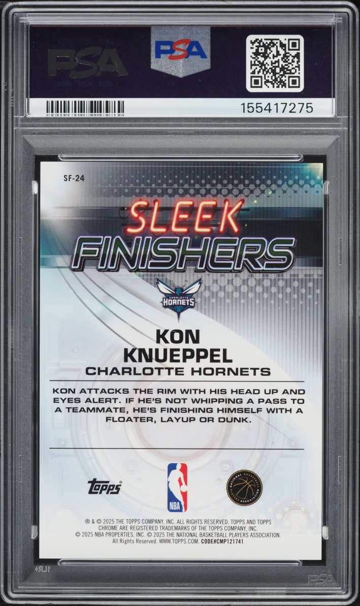2025 Topps Chrome Sleek Finishers Green Geometric Kon Knueppel ROOKIE /99 #SF-24 PSA 8 NM-MT