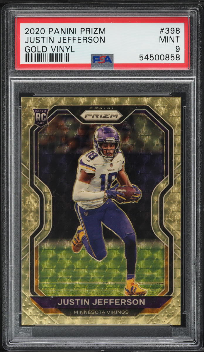 2020 Panini Prizm Gold Vinyl Justin Jefferson ROOKIE 5/5 #398 PSA 9 MINT