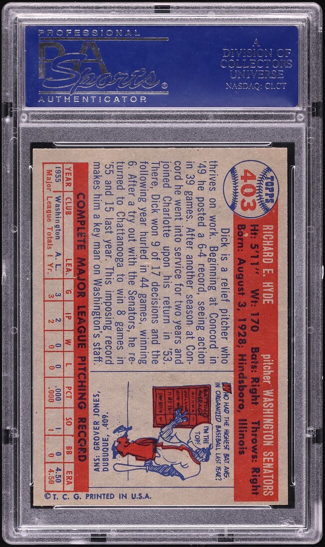1957 Topps Dick Hyde #403 PSA 7 NRMT