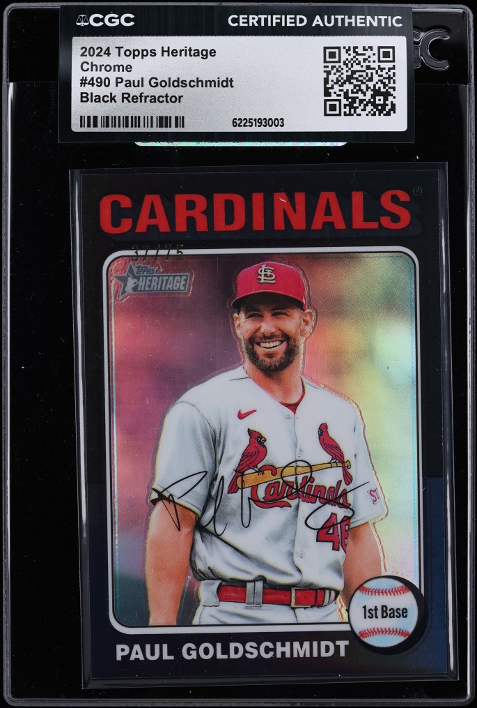 2024 Topps Heritage Chrome Black Refractor Paul Goldschmidt /75 #490 CGC AUTH