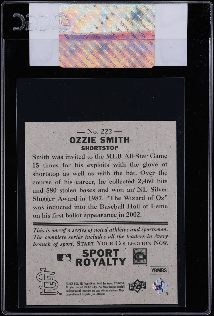 2009 Upper Deck Goudey Mini Black Back Ozzie Smith /21 #222 CGC AUTH - Photo 2