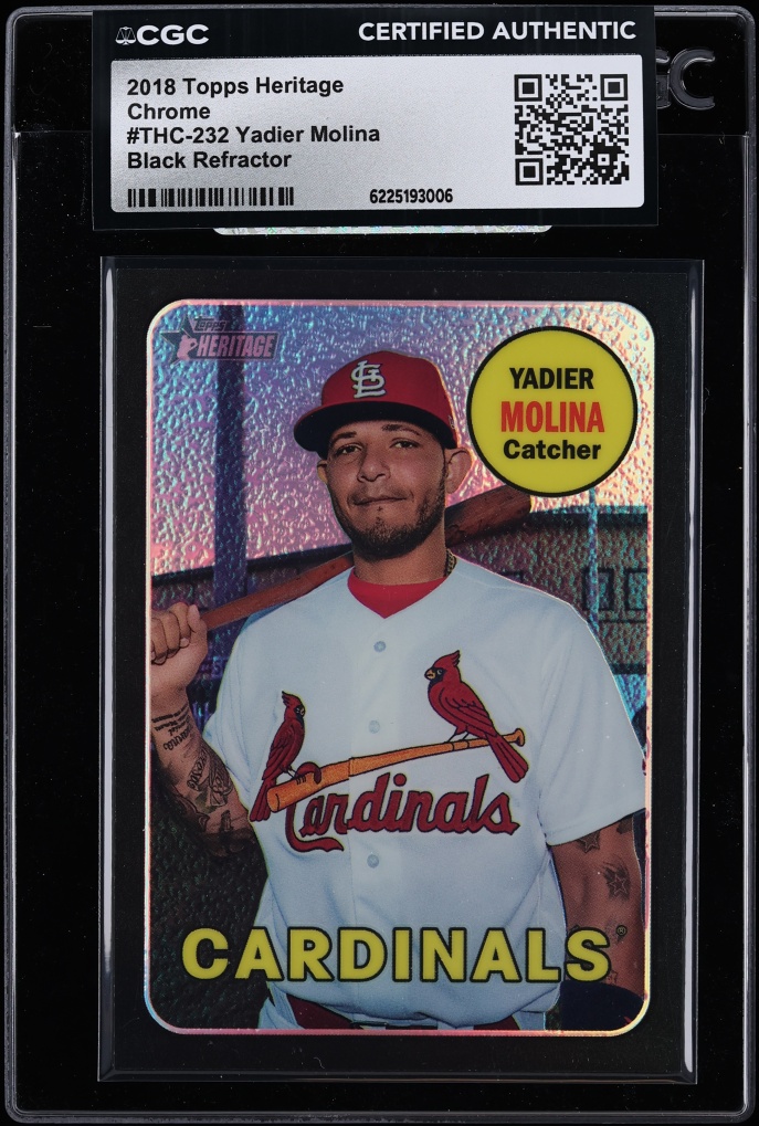 2018 Topps Heritage Chrome Black Refractor Yadier Molina /69 #THC-232 CGC AUTH
