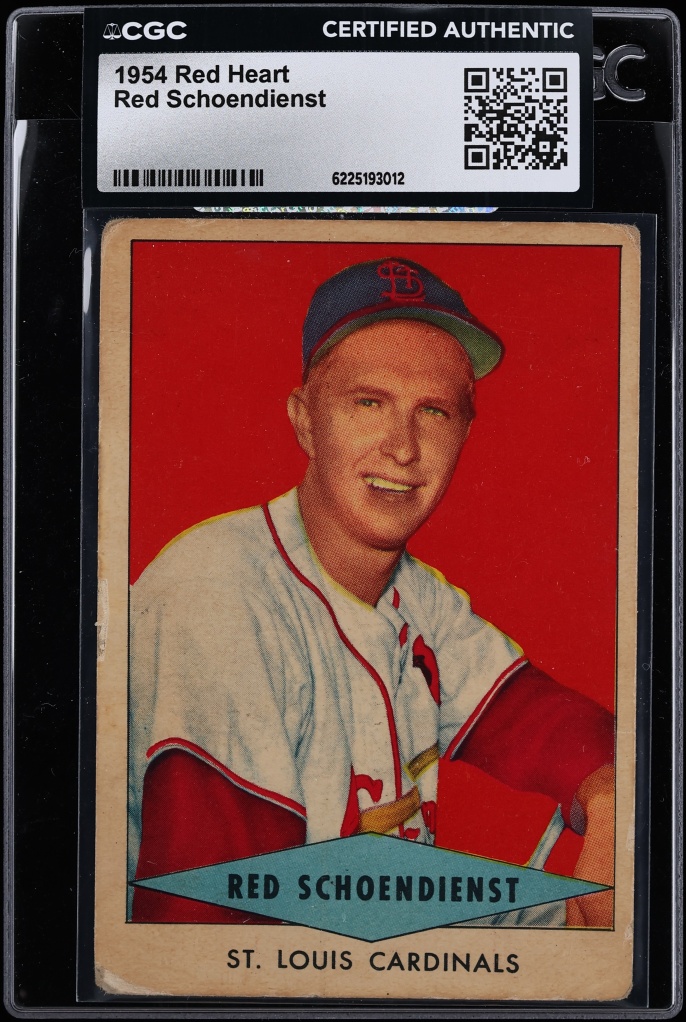 1954 Red Heart Red Schoendienst SHORT PRINT CGC AUTH
