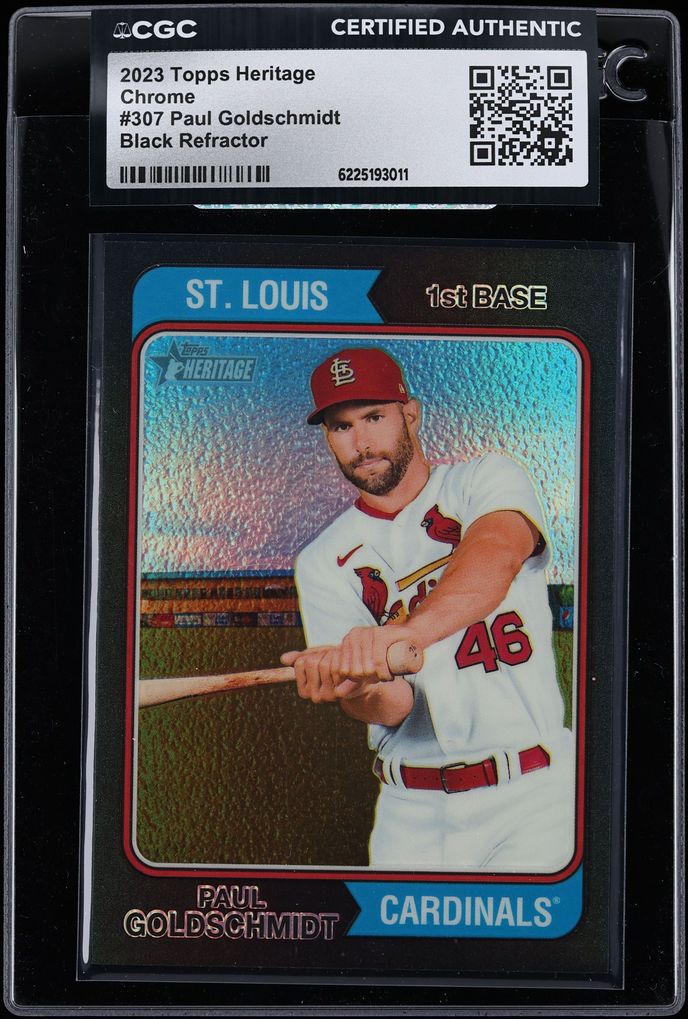 2023 Topps Heritage Chrome Black Refractor Paul Goldschmidt /74 #307 CGC AUTH