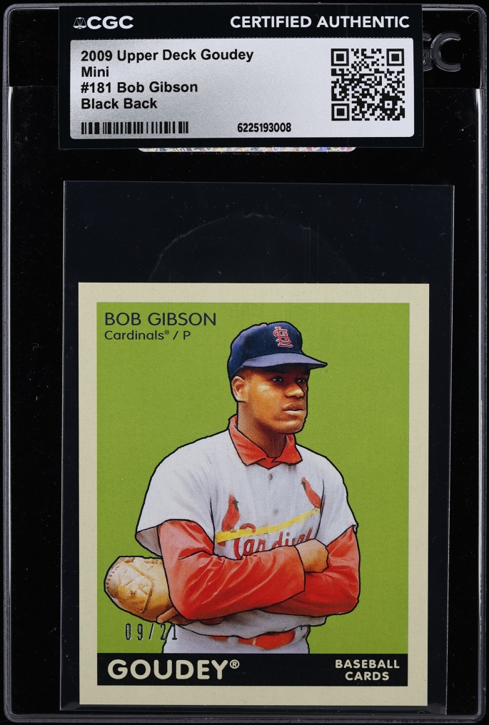 2009 Upper Deck Goudey Mini Black Back Bob Gibson /21 #181 CGC AUTH