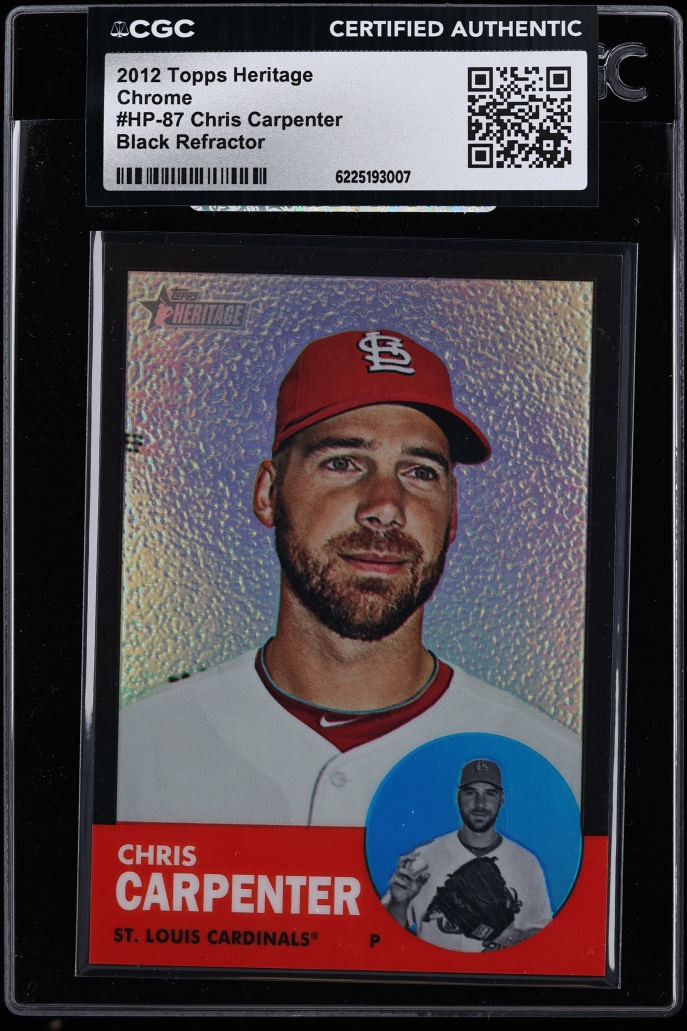 2012 Topps Heritage Chrome Black Refractor Chris Carpenter /63 #HP-87 CGC AUTH