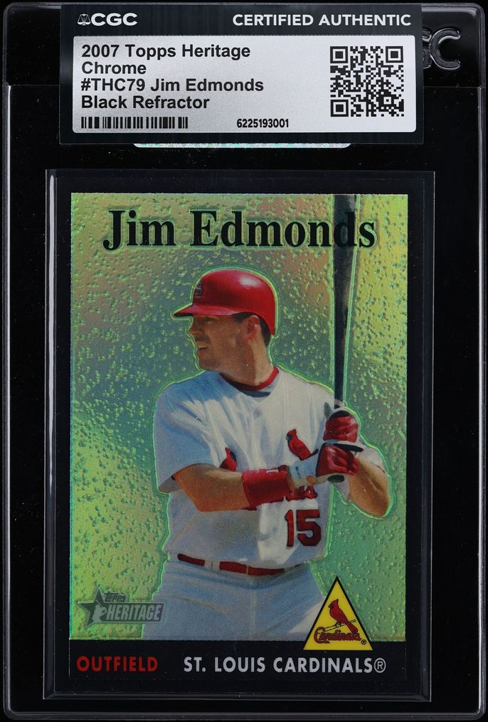 2007 Topps Heritage Chrome Black Refractor Jim Edmonds /58 #THC79 CGC AUTH