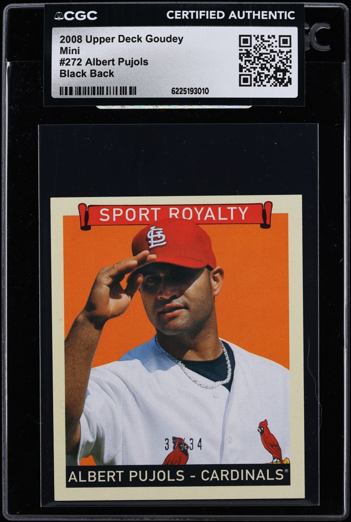 2008 Upper Deck Goudey Mini Black Back Albert Pujols /34 #272 CGC AUTH