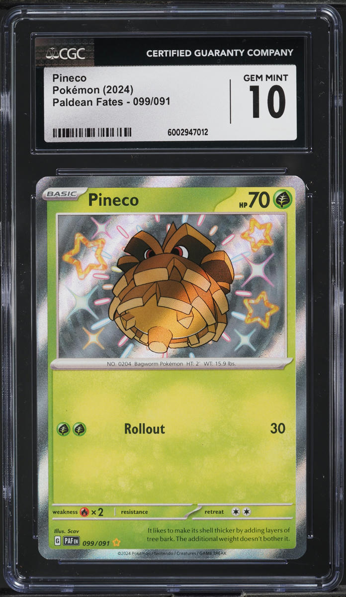 2024 Pokemon Scarlet & Violet Paldean Fates Shiny Pineco #99 CGC 10 GEM MINT