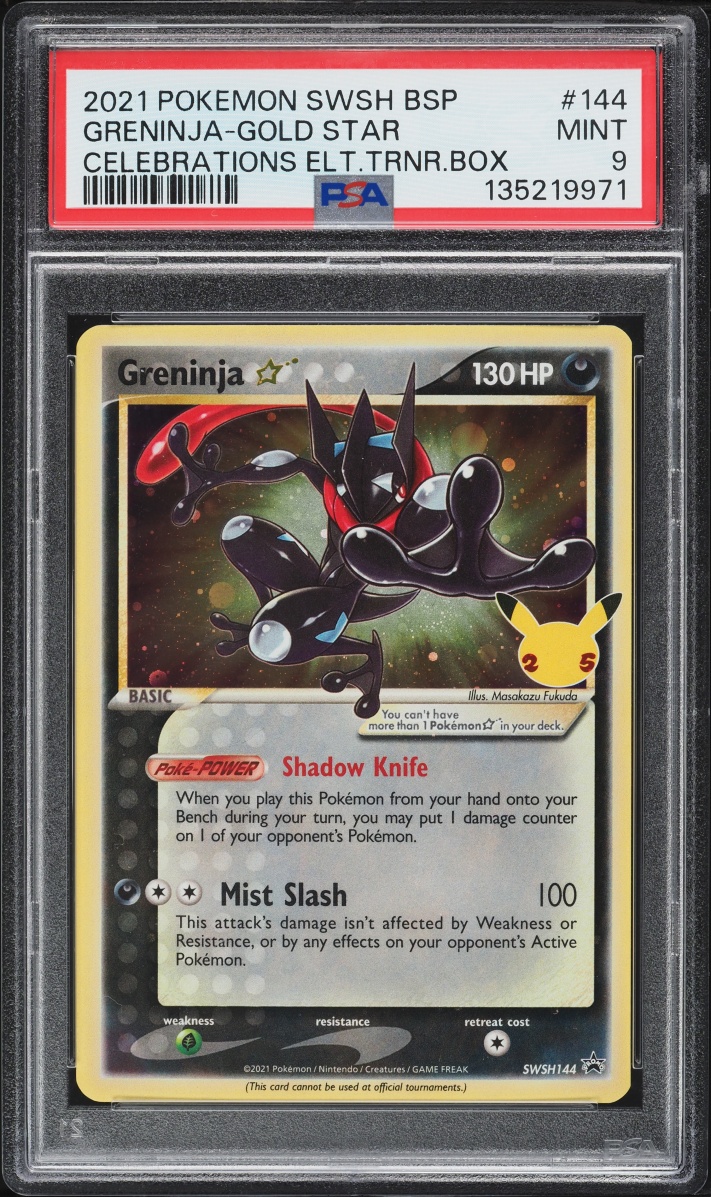 2021 Pokemon Sword & Shield Promo Celebrations ETB Holo Greninja Gold Star #SWSH144 PSA 9 MINT