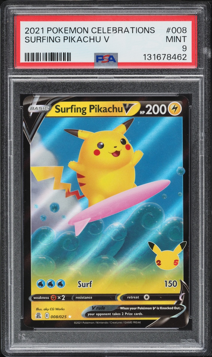 2021 Pokemon Sword & Shield Celebrations Alt Art Surfing Pikachu V #8 PSA 9 MINT