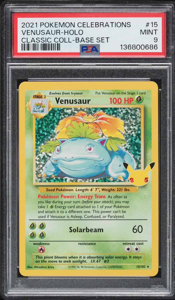 2021 Pokemon Sword & Shield Celebrations Classic Collection Holo Venusaur #15 PSA 9 MINT