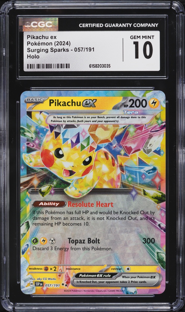 2024 Pokemon Scarlet & Violet Surging Sparks Holo Pikachu ex #57 CGC 10 GEM MINT
